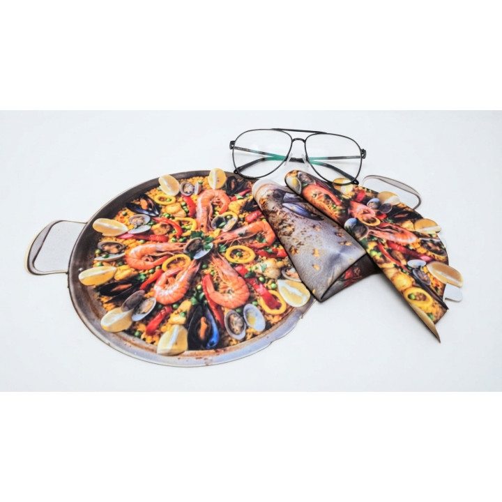 Paño de gamuza con forma de paella.